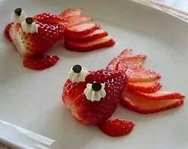 animal figure made out of  strawberry