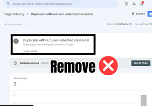 How to Remove Duplicate without user-selected canonical in blogger 2023 - Sadi Tech 
