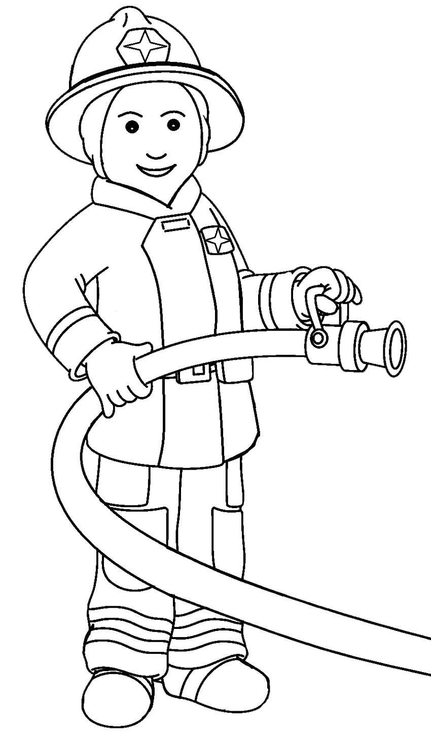 Family, People and Jobs Coloring Sheets: Fireman Jobs Coloring
