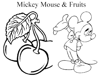 Disney Mickey Mouse & Fruits Coloring Pages