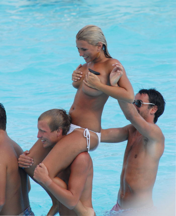 Billie Faiers Topless while Riding a Guy