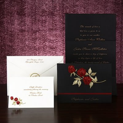 Elegant Wedding Invitations With Roses Flower