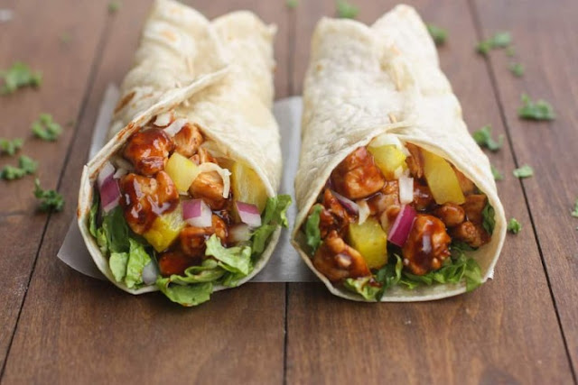 Hawaiian BBQ Chicken Wraps #healthymeal #wraps