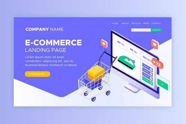 Isometric E-commerce Landing Pages Free Vector