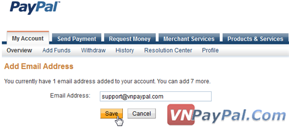 Thêm eMail và Tạo Thêm Tài Khoản PayPal Phụ
