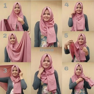 tutorial hijab pashmina wajah bulat