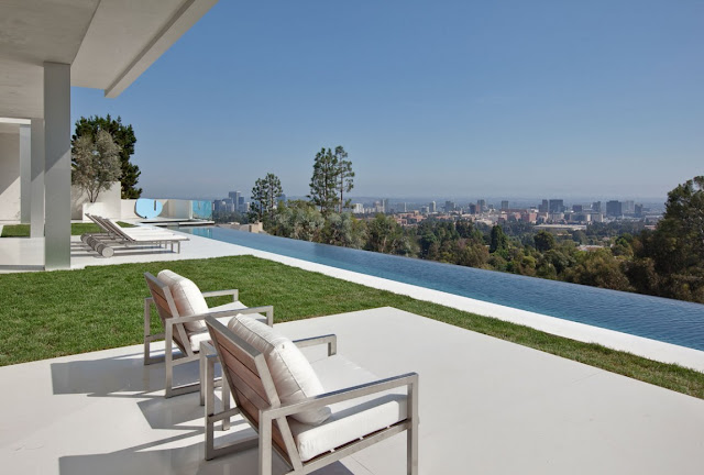 City view from the terrace with swimming pool