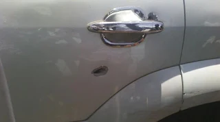 Cheges' Car found with bullets holes in Gitaru. PHOTO | Courtesy /JOSEPH MURAYA