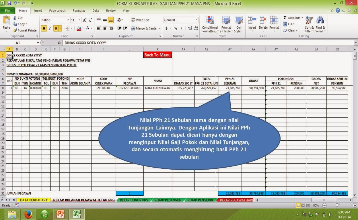 Aplikasi Excel Perpajakan Bendahara Pemerintah ~ kuat.Com