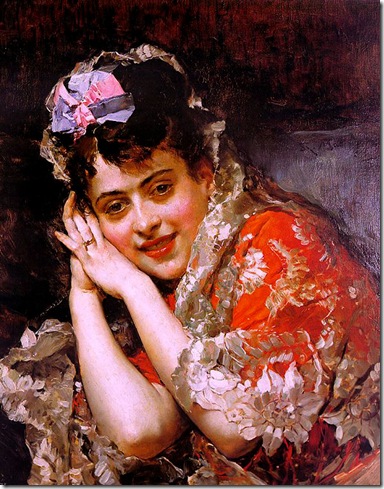 Raimundo Madrazo - The Model Aline Masson with a White Mantilla