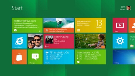 Windows 8 - Nova tela inicial - clique para ampliar