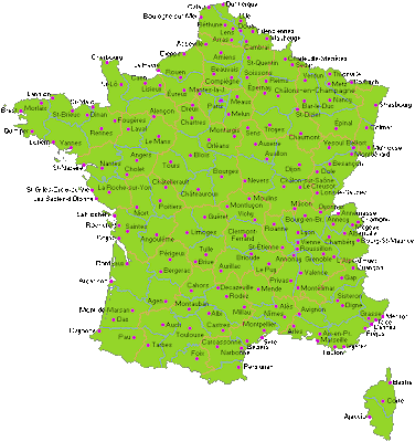 France map with cities