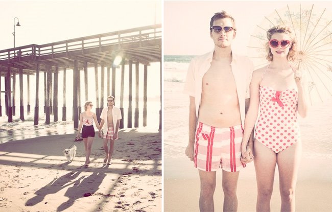 vintage beach engagement photos