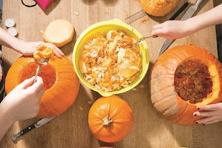 cleaning out pumpkins