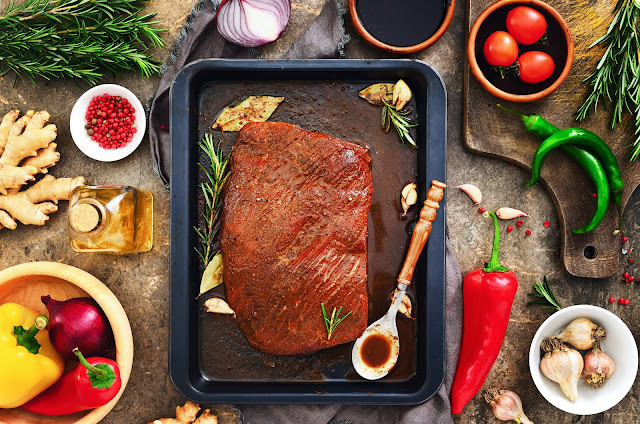 Large Piece of Beef Marinading