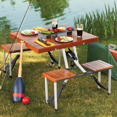 You Can Fold Up This Wooden Picnic Table Into Briefcase For Easy Transport, Easy To Store