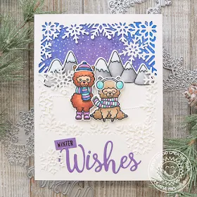 Sunny Studio Stamps: Alpaca Holiday Layered Snowflake Frame Dies Winter Wishes Card by Juliana Michaels
