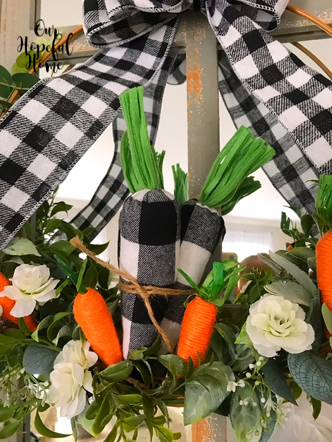 buffalo check carrots orange jute white flowers green leaves