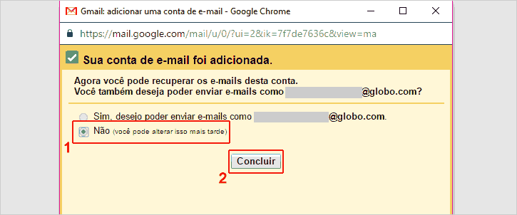 Finalizando configurações do Coletor de e-mails