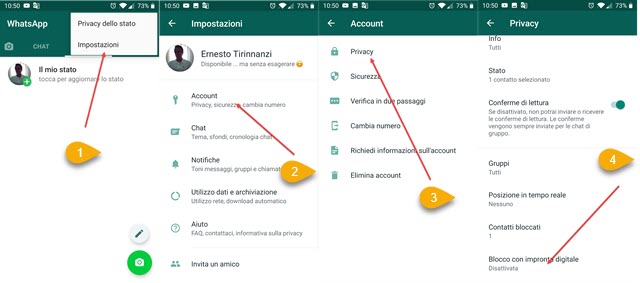 impostare impronta digitale per bloccare whatsapp