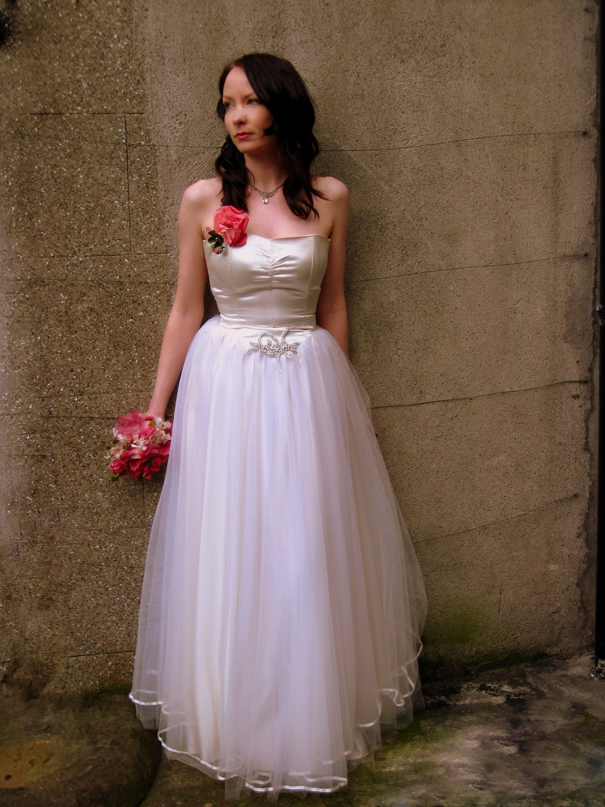 and tulle wedding gown