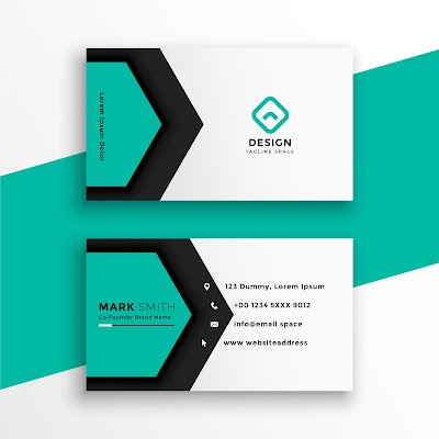 Elegant Turquoise Color Hexagonal Shape Business Card - GraphicsMarket.net