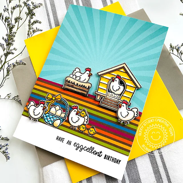 Sunny Studio Stamps: Clucky Chickens Birthday Card by Bobbi Lemanski