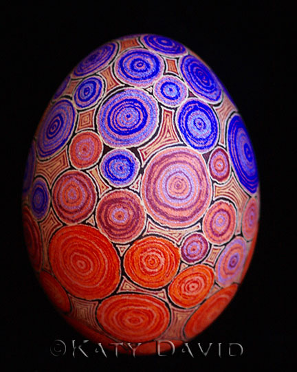 Friday Egg: Under, Purple and Red, Goose Egg Pysanky ©Katy David