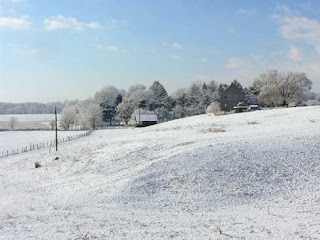 farm on snowy day