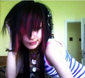 black and pink emo hair