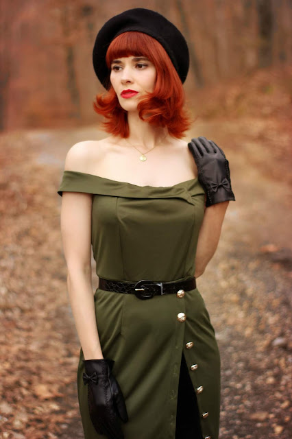 Dropship-Clothes Green Military Pencil Dress