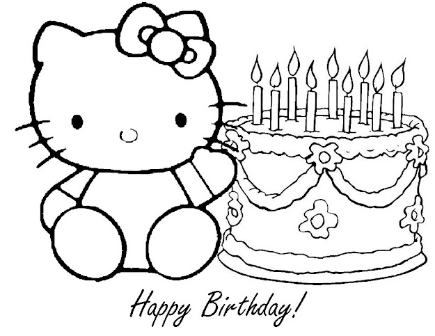 Hello Kitty Birthday Coloring Pages  Free Printable Happy Birthday Coloring  Pages For Kids