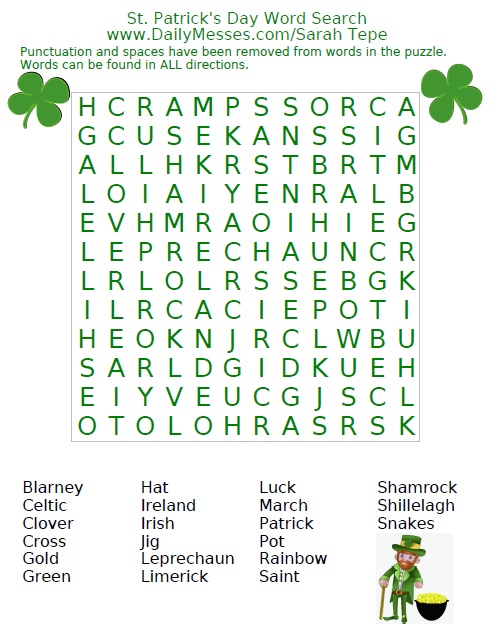 Daily Messes: St. Patrick's Day Word Find