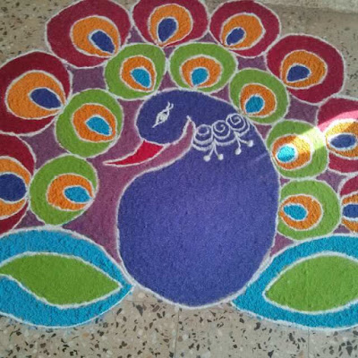 Huge Peacock Rangoli