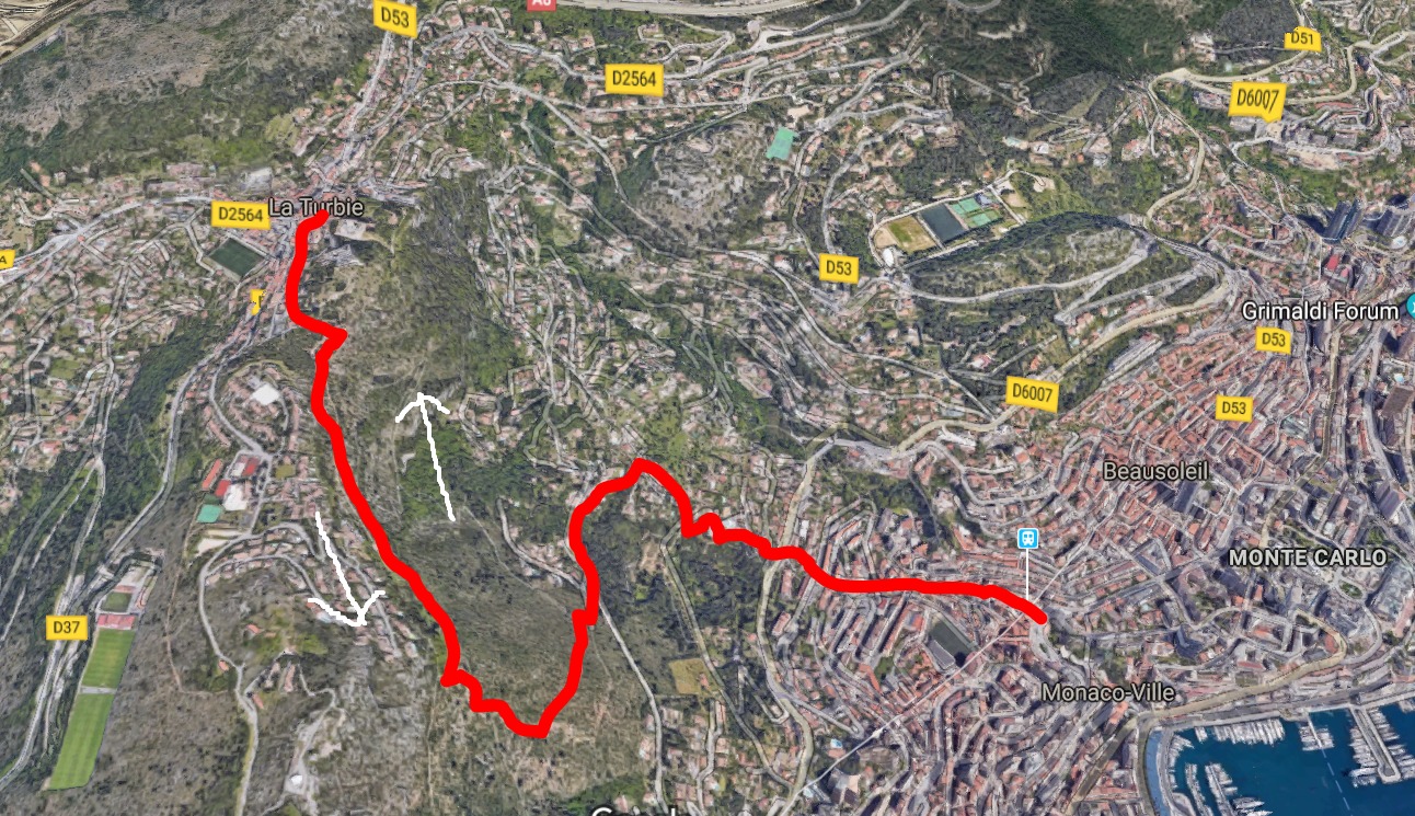La Turbie to Monaco recommended trail