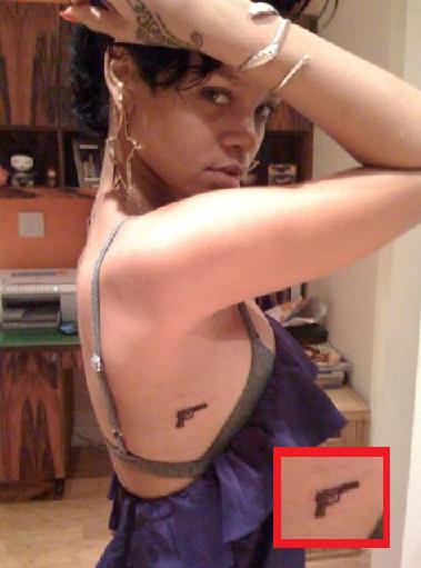 rihanna tattoos neck. a tribal tattoo on her right