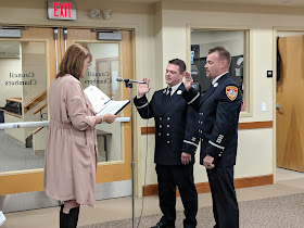 Lt Sean Lovely,  Lt Kevin Marshall being sworn in by Teresa Burr