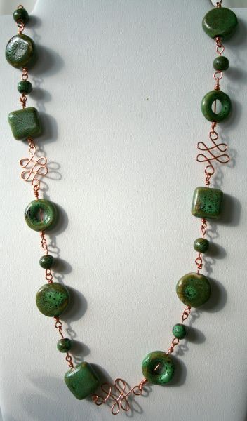 A touch of Autumn: copper and ceramic beads, wire wrapping, necklace :: All Pretty Things