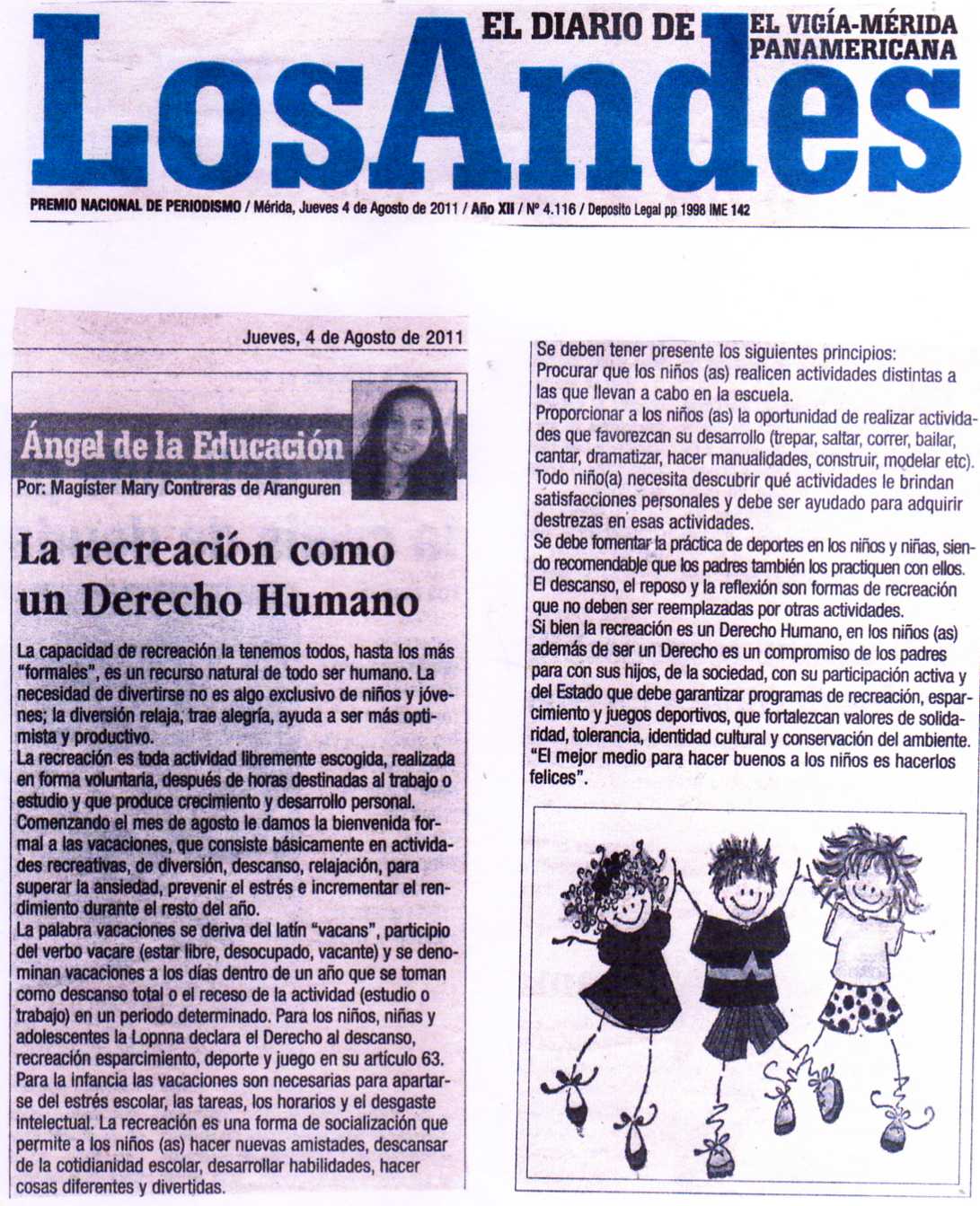 Angel De La Educacion La Recreacion Como Un Derecho Humano