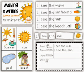 Making and Writing Summer Sentences for Kindergarten {vocab & sentence work}