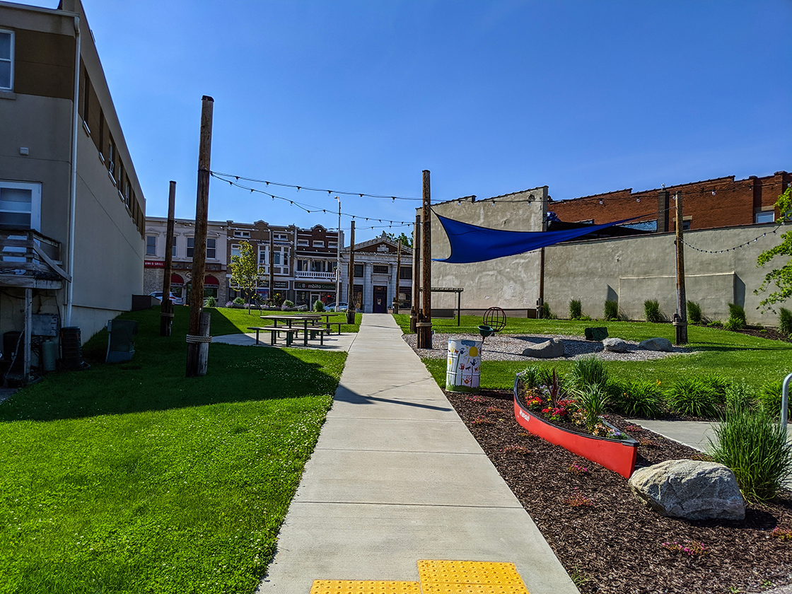 Sidewalk through park