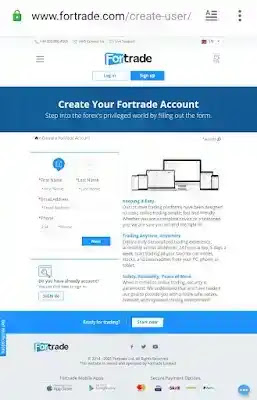 www. F o r t r a d e. com step-by-step account home-page