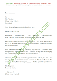 how to write a letter to school principal for fee concession