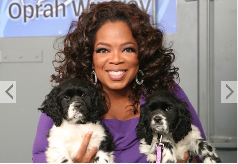 Oprah and her dogs, Sunny and Lauren