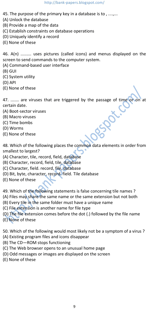 sbi clerk previous papers with answers