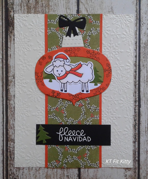 Fleece Navidad by KT Fit Kitty features Fleece Navidad, Pines & Holly, and Ornament Shaker by Newton's Nook Designs; #inkypaws, #newtonsnook, #christmascard, #sheepcard, #cardmaking