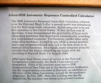 About the Harvard Mark I Calculator, Harvard University, Cambridge, Massachusetts