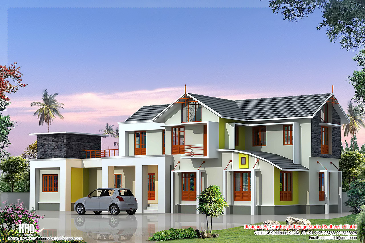 2700 sq feet 4  bedroom  house  elevation  Kerala home  