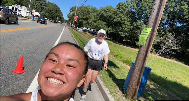 Alana and Larry finish the Arnold Mills race.