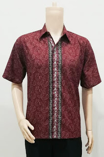 Model Kemeja Batik Pria Lengan Pendek Daun Kecil